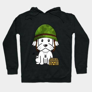 Funny white dog is a soldier Hoodie